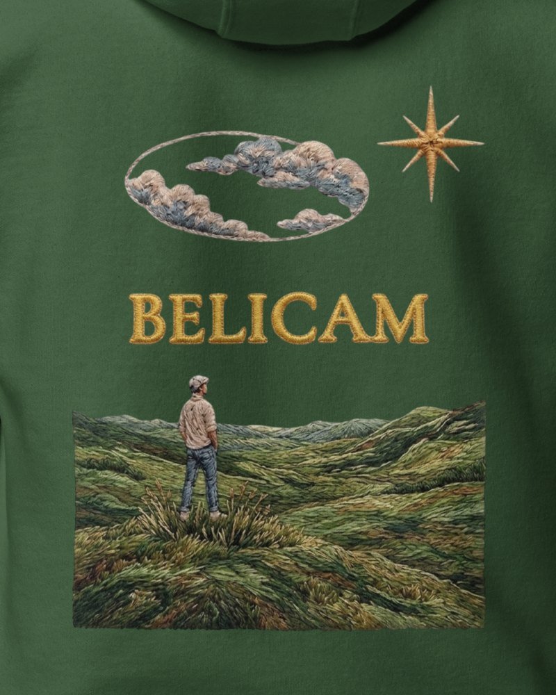 Sweat BELICAM Le Marcheur — visuel dos, marcheur dans les collines
