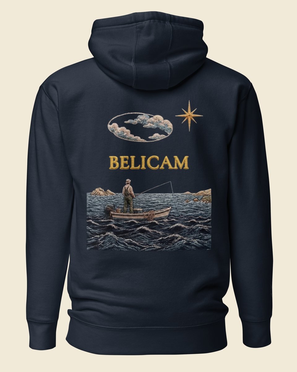 Sweat à capuche BELICAM Le Pêcheur — Bleu marine, visuel dos