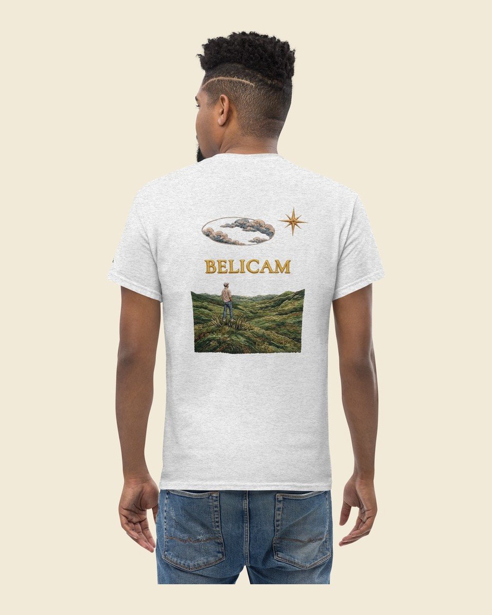 T-shirt BELICAM Le Marcheur — Gris chiné, visuel dos